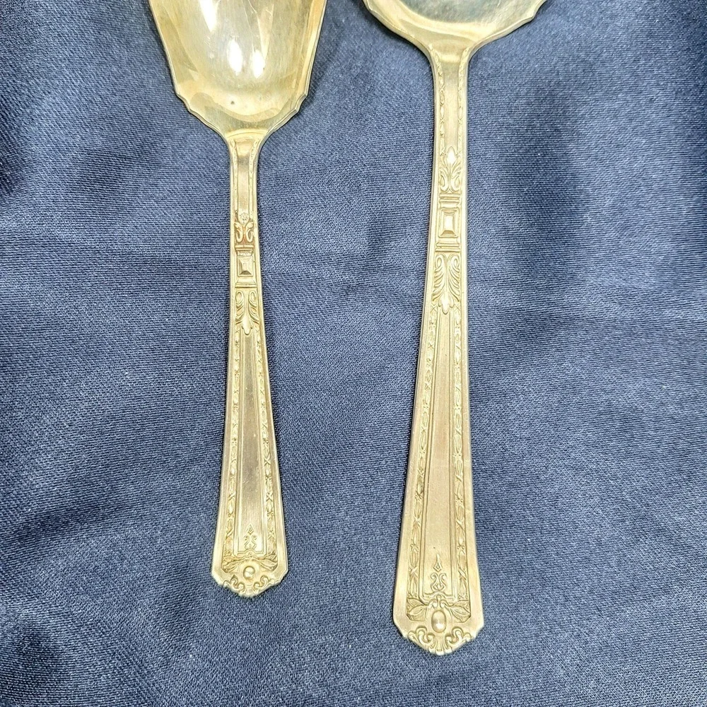 Antique Vtg 1930 Florence Pattern National Silver Co NSCO Serving & Sugar Spoons
